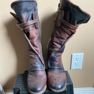 CADEN Boots Rust Color leather mid calf